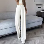 【MsMore】 垂感西裝闊腿高腰顯瘦窄版休閒百搭直筒長褲# 124494 M 杏色