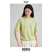 ltyp旅途原品 100%進口巴素蘭羊毛島精無縫一體多色針織衫T恤女春 M L  L 淺青綠