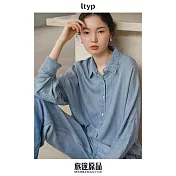 ltyp旅途原品 極簡真絲天絲牛仔襯衫女2025新款春季上衣文藝襯衣 M L  L 晴山藍
