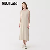 【MUJI 無印良品】MUJI Labo女和紙混針織無袖洋裝 L 米色