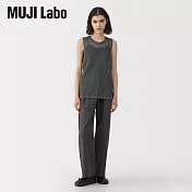 【MUJI 無印良品】MUJI Labo女和紙混針織無袖套衫 L 墨灰