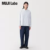 【MUJI 無印良品】MUJI Labo男棉襯衫式外套 M 白直紋