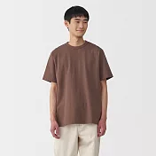 【MUJI 無印良品】男水洗粗織圓領短袖T恤 S 暗紅