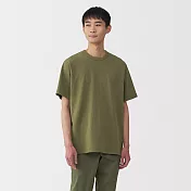 【MUJI 無印良品】男水洗粗織圓領短袖T恤 S 卡其綠