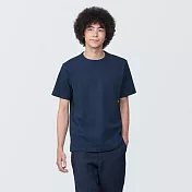 【MUJI 無印良品】男水洗粗織圓領短袖T恤 S 暗藍