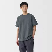 【MUJI 無印良品】男水洗粗織圓領短袖T恤 S 墨灰
