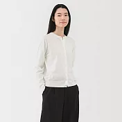 【MUJI 無印良品】女棉混強撚圓領開襟衫 S 柔白