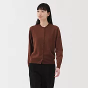【MUJI 無印良品】女棉混強撚圓領開襟衫 S 磚紅