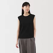 【MUJI 無印良品】女雙織天竺法式袖T恤 S 黑色