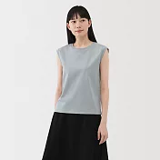 【MUJI 無印良品】女雙織天竺法式袖T恤 S 淺藍