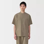 【MUJI 無印良品】男透氣立領短袖襯衫 XL 灰棕