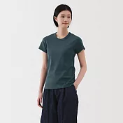 【MUJI 無印良品】女涼感不易汗染圓領短袖T恤 M 煙燻藍