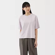 【MUJI 無印良品】女涼感圓領寬版短袖T恤 M 薰衣草紫