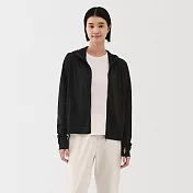 【MUJI 無印良品】女抗UV速乾拉鍊連帽外套 M 黑色