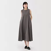 【MUJI 無印良品】女涼感無袖洋裝 M 墨灰