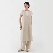 【MUJI 無印良品】女大麻混斜紋織長版背心 M 象牙白