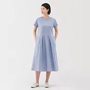 【MUJI 無印良品】女涼感短袖洋裝 M 淡藍