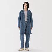 【MUJI 無印良品】女吉貝木棉混丹寧大衣 M 淺藍