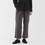 【MUJI 無印良品】女亞麻水洗舒適寬版褲 XL 墨灰