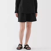 【MUJI 無印良品】女大麻混棉舒適短褲 S 黑色