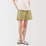 【MUJI 無印良品】女大麻混棉舒適短褲 S 黃色