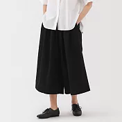 【MUJI 無印良品】女涼感舒適八分褲 S 黑色