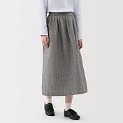 【MUJI 無印良品】女大麻混棉舒適長裙 S 灰直紋