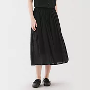 【MUJI 無印良品】女強撚抓皺裙 S 黑色
