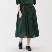 【MUJI 無印良品】女強撚抓皺裙 S 深綠