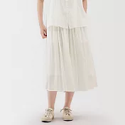 【MUJI 無印良品】女強撚抓皺裙 S 柔白