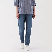 【MUJI 無印良品】女彈性丹寧合身直筒褲 24 藍色