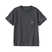 【MUJI 無印良品】兒童天竺刺繡口袋短袖T恤 110 墨灰