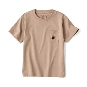 【MUJI 無印良品】兒童天竺刺繡口袋短袖T恤 130 摩卡棕