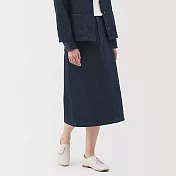 【MUJI 無印良品】女吉貝木棉A字裙 S 暗藍