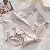 【唯蜜色】爆款中腰包臀輕奢緞面無痕冰絲桑蠶絲底檔女用內褲 L 灰色