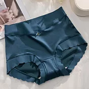 【唯蜜色】爆款中腰包臀輕奢緞面無痕冰絲桑蠶絲底檔女用內褲 XL 湖藍色