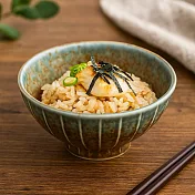 【日本Kakuni】縞一珍 窯燒陶瓷飯碗290ml ‧ 青炎
