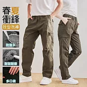 【KISSDIAMOND】防風防水衝鋒工裝褲(男長褲/女長褲/KDFP-B835) M 軍綠