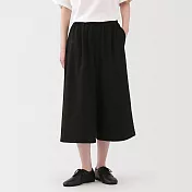 【MUJI 無印良品】女透氣彈性泡泡紗舒適八分褲 S 黑色