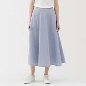 【MUJI 無印良品】女涼感寬襬裙 S 淡藍直紋