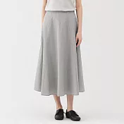 【MUJI 無印良品】女涼感寬襬裙 S 灰直紋