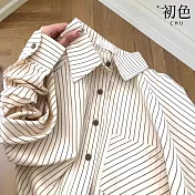 【初色】法式條紋休閒通勤長袖襯衫單排釦上衣女上衣-條紋-10831(M-2XL可選) M 條紋