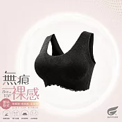 GIAT無痕裸感無鋼圈內衣(前蕾絲款) M 黑色