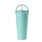 【Hiromimi】手提內瓷不鏽鋼吸管杯750ml(附TRITAN粗細吸管)  清風綠
