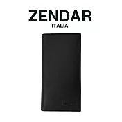 【ZENDAR】限量1折 頂級小牛皮十字紋18卡對開長夾 尼亞系列 全新專櫃展示品(黑色)