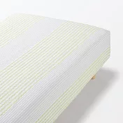 【MUJI 無印良品】棉凹凸織床包/S/綠色條紋【成品尺寸】W98×L198×D30 cm 附鬆緊帶