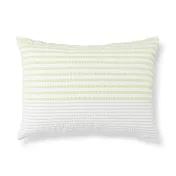 【MUJI 無印良品】棉凹凸織枕套/50/綠色條紋【成品尺寸】W52×L95 cm 圓柱型