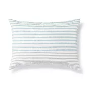 【MUJI 無印良品】棉凹凸織枕套/50/藍色條紋【成品尺寸】W52×L95 cm 圓柱型
