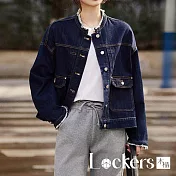 【Lockers 木櫃】春夏復古毛邊丹寧外套 L114032003 M 牛仔藍