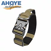 【AHOYE】厚款可調節金屬扣寵物頸圈 54-62CM (寵物配件 頸圈 脖圈 頸環) 深卡其